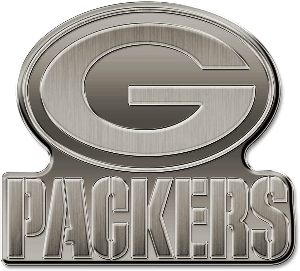 Green Bay Packers Solid Metal Auto Emblem Antique Nickel Design 1