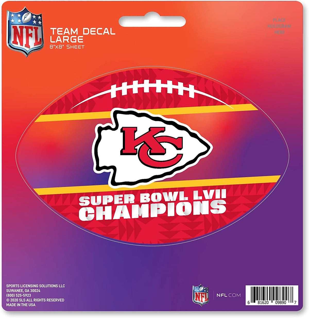 Kansas City Chiefs Super Bowl LVII Champions 8 Inch Decal Sticker, Die Cut, Flat Vinyl, Full Adhesive Backing, Auto or Home 1