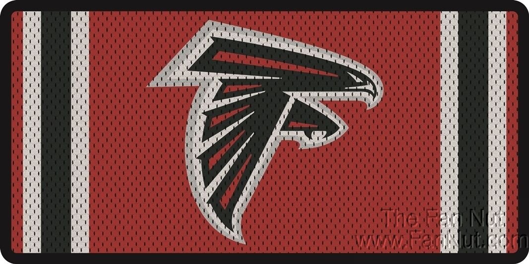 Atlanta Falcons Premium Laser Cut Tag License Plate, Jersey Style, Mirrored Inlaid Acrylic, 12x6 Inch