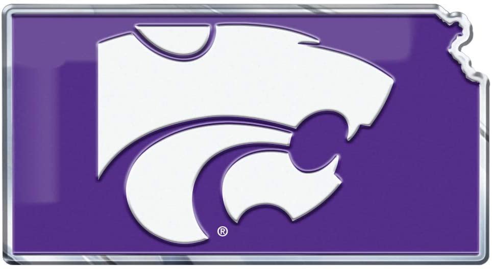 Kansas State University Wildcats Team State Design Auto Emblem, Aluminum Metal, Embossed Team Color, Raised Decal Sticker, Full Adhesive Backing 1
