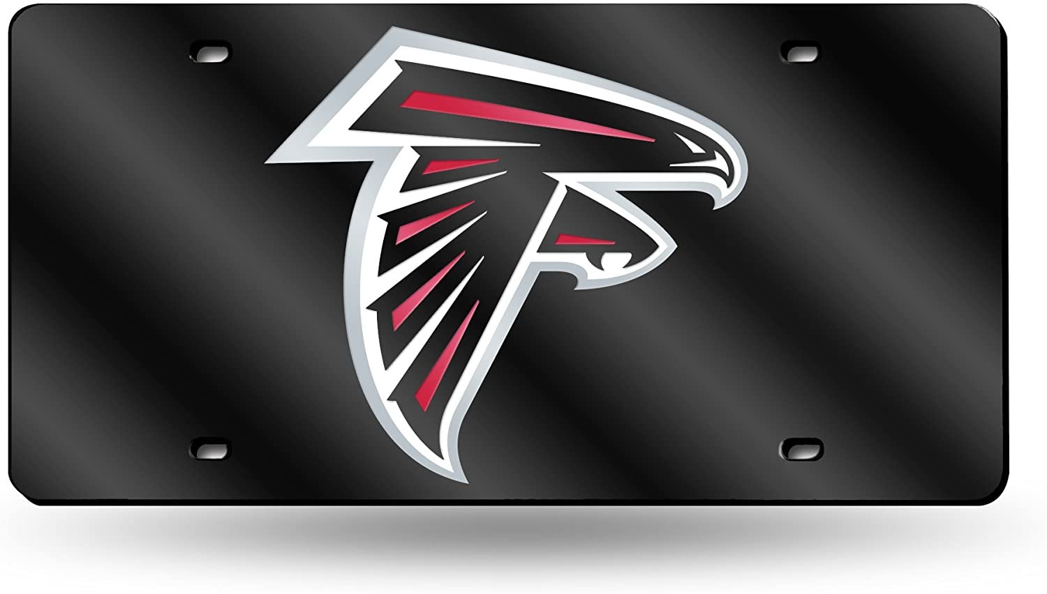 Atlanta Falcons Premium Laser Cut Tag License Plate, Black Mirrored Acrylic Inlaid, 12x6 Inch 1
