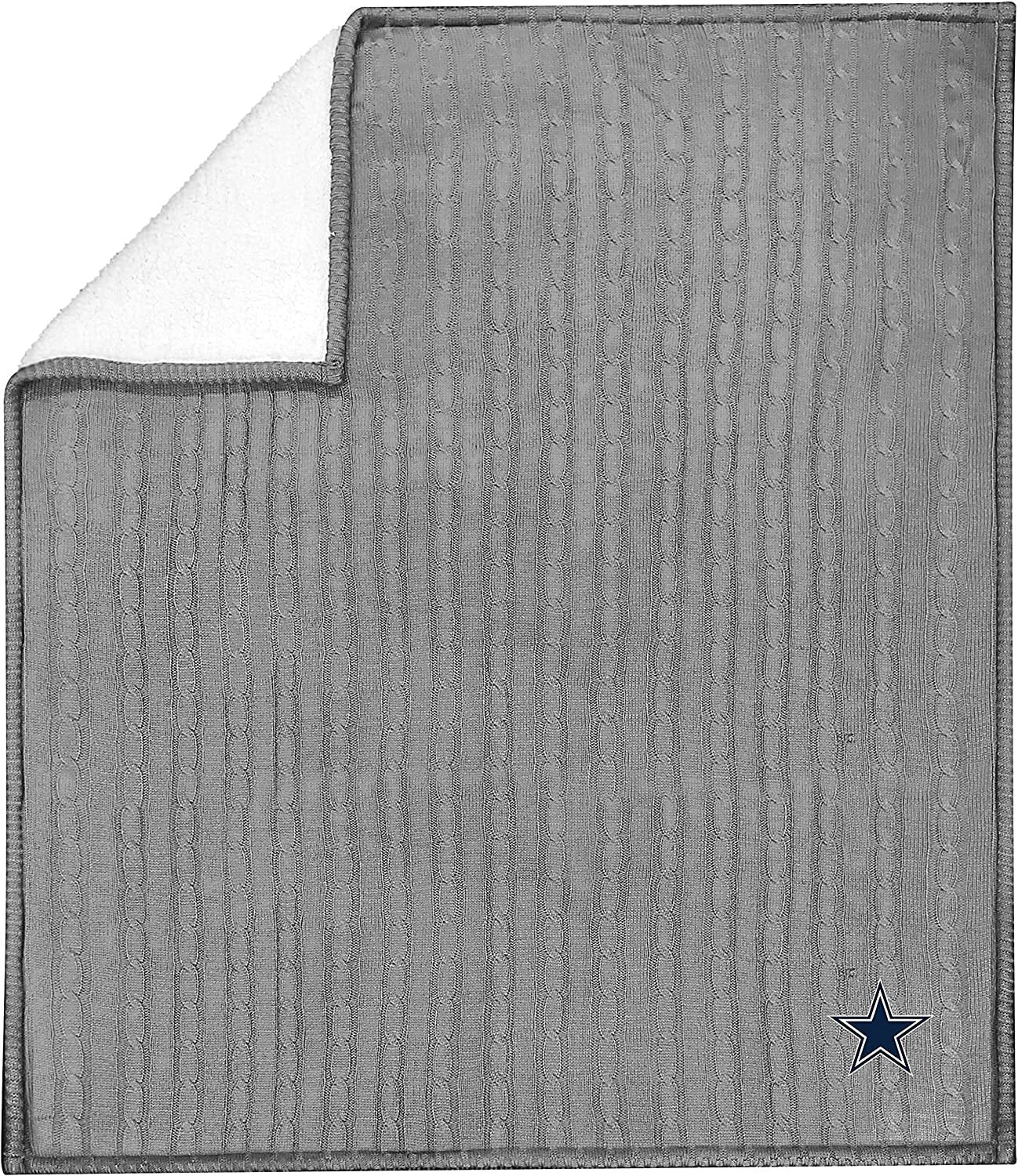 Dallas Cowboys Cable Sweater Knit Sherpa Throw Blanket 50x60 Inch Adult