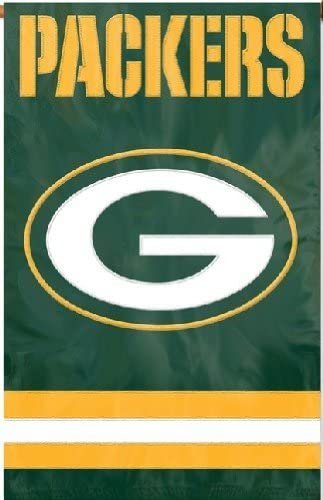 Green Bay Packers Banner Flag Premium Double Sided Embroidered Applique 28x44 Inch 1