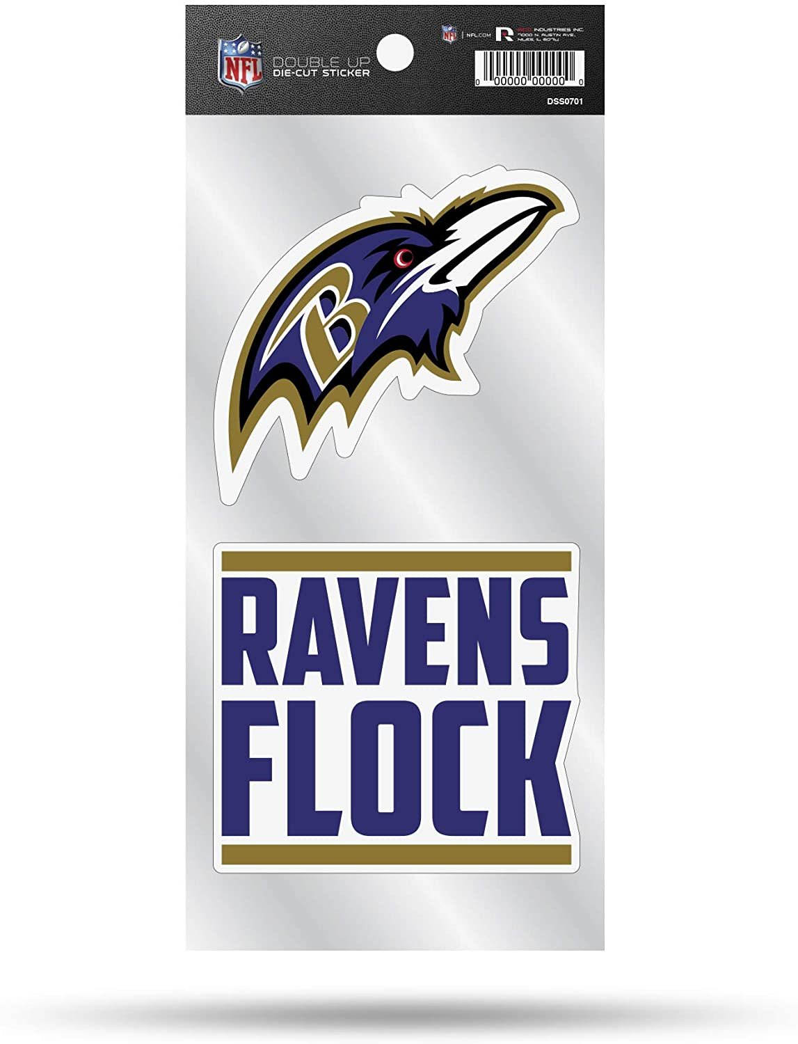 Baltimore Ravens Double Up Die Cut 2-Piece Sticker Sheet