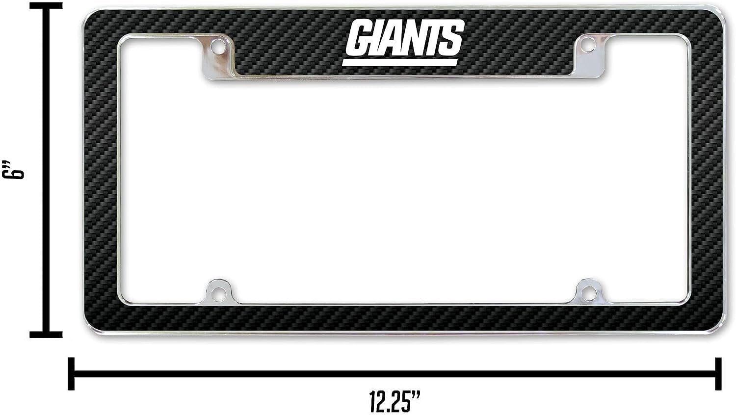 New York Giants Metal License Plate Frame Chrome Tag Cover Carbon Fiber Design 6x12 Inch 5