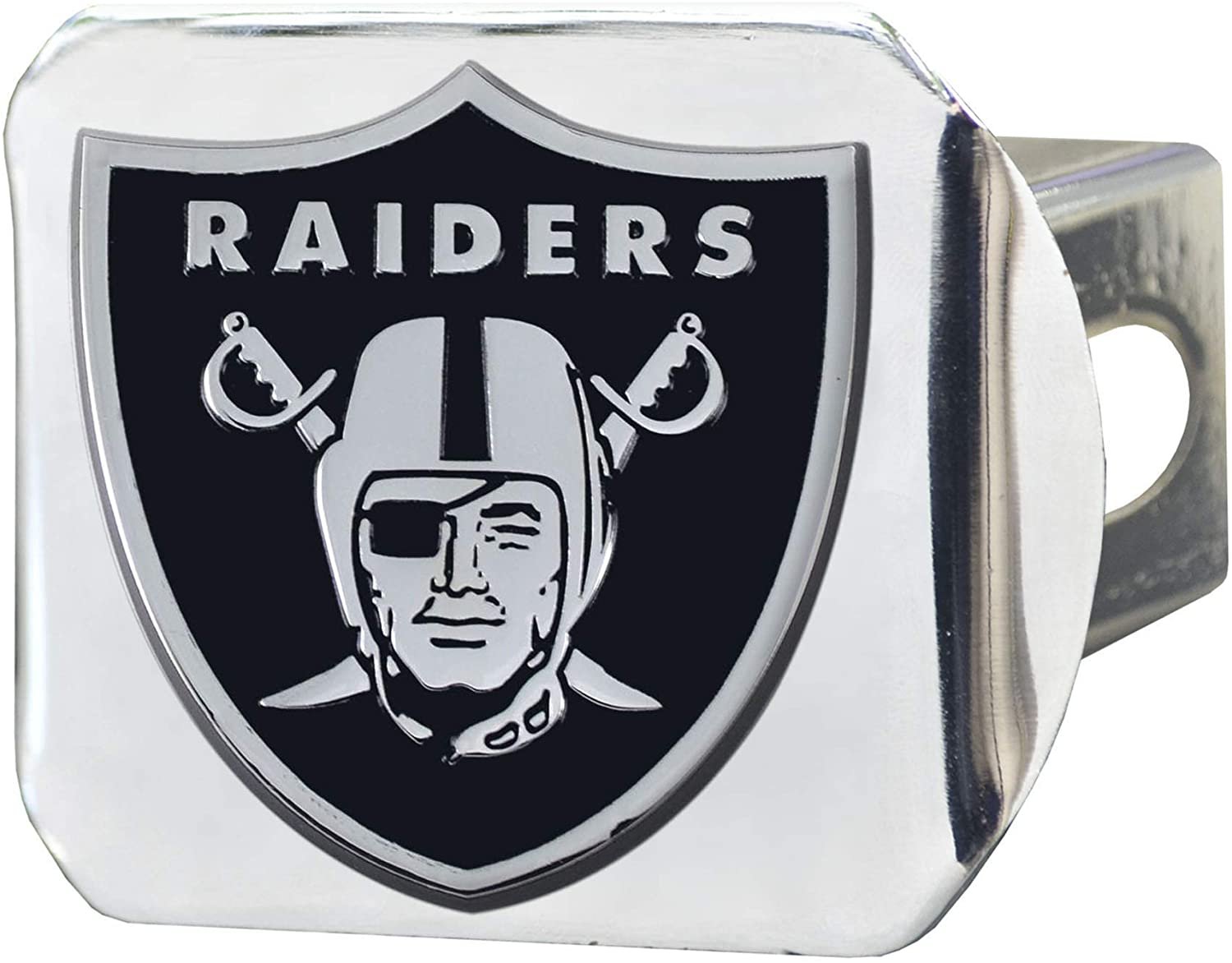 Las Vegas Raiders Hitch Cover Solid Metal with Raised Chrome Metal Emblem 2" Square Type III