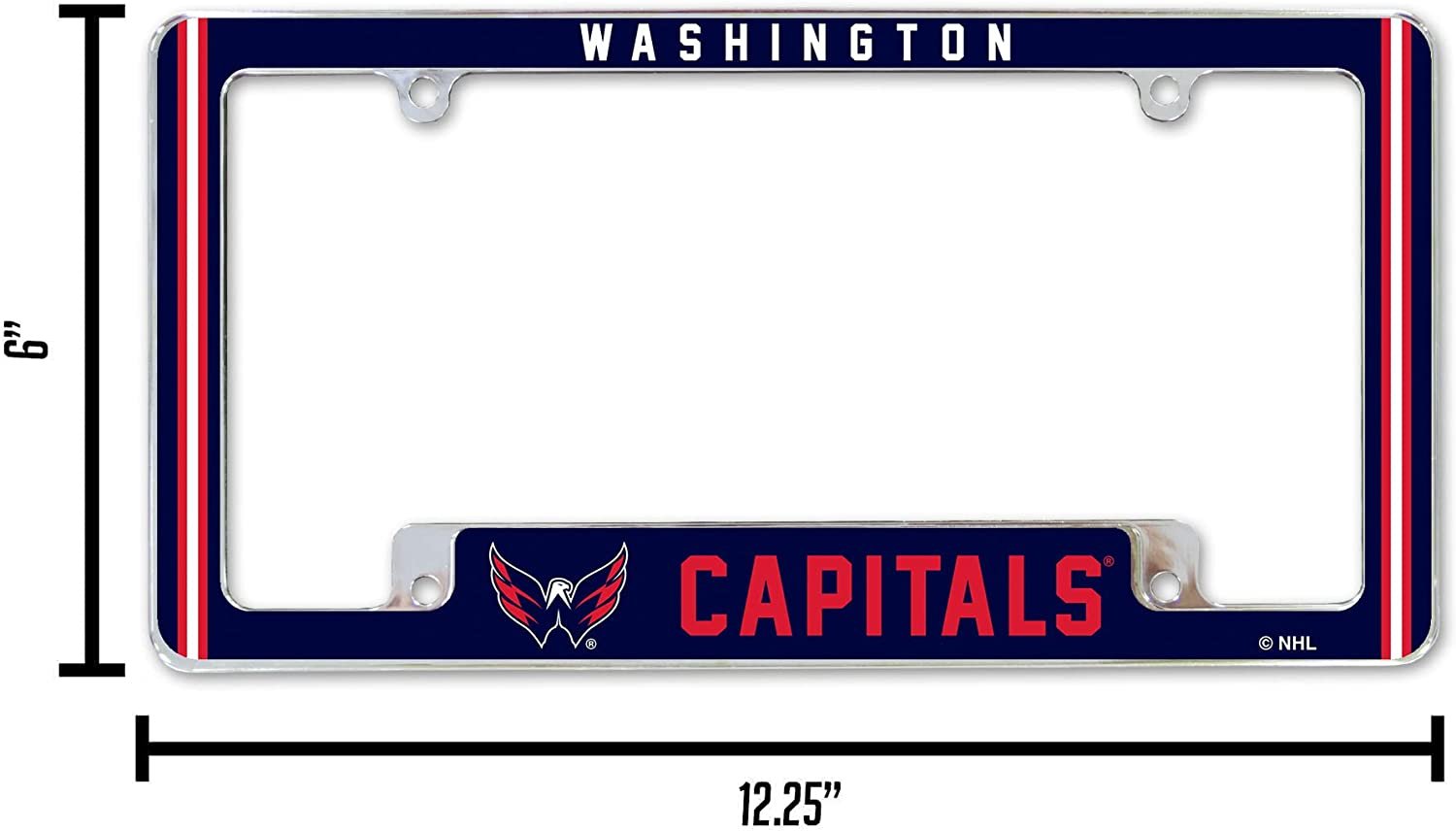 Washington Capitals Metal License Plate Frame Chrome Tag Cover Alternate Design 6x12 Inch 4