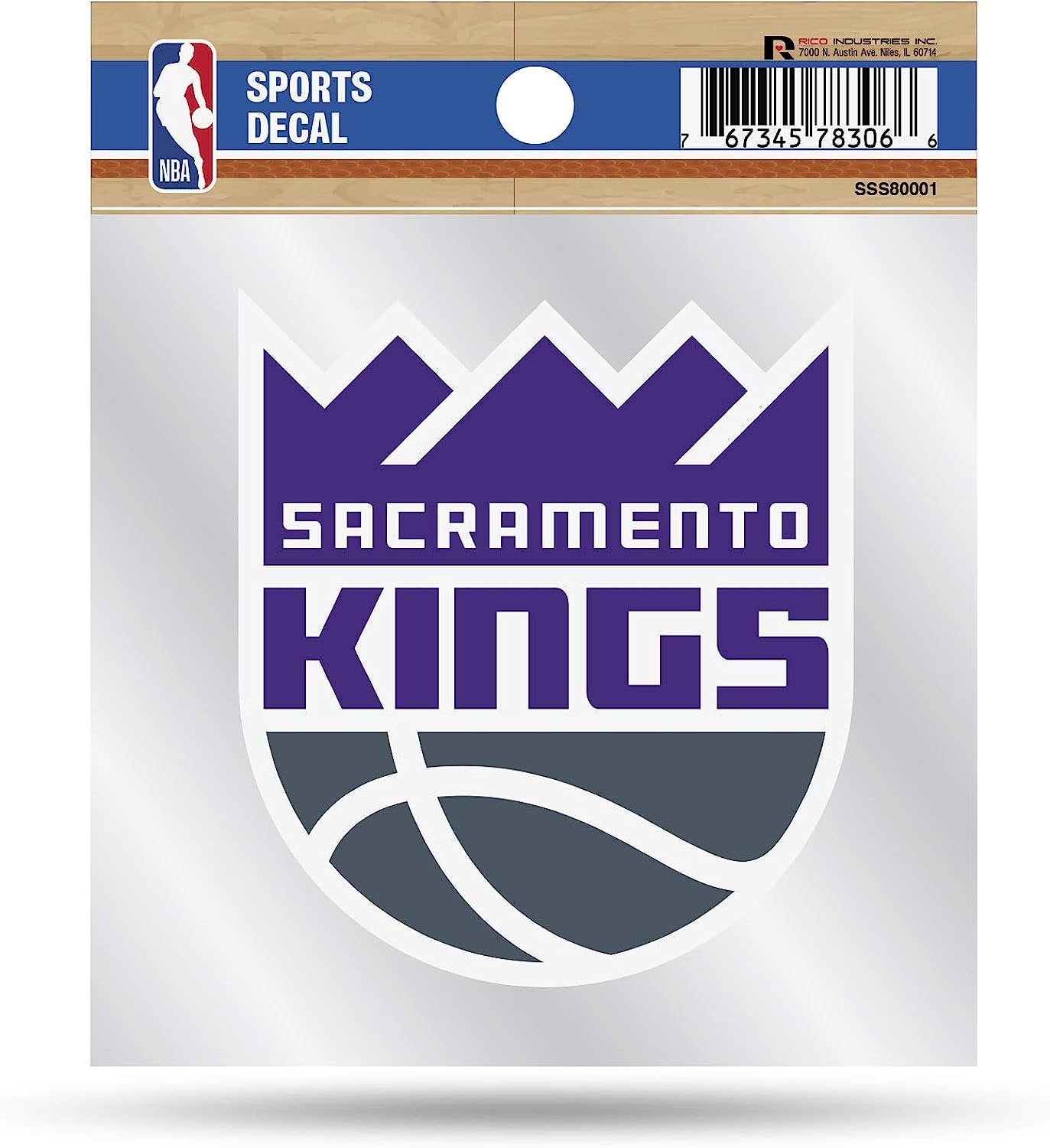 Sacramento Kings 4x4 Die Cut Inch Decal Sticker Flat Vinyl, Primary Logo, Clear Backing 1