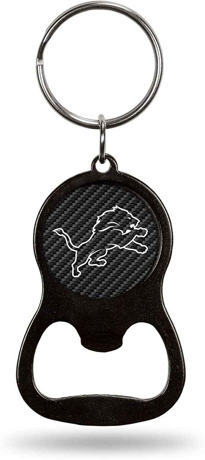 Detroit Lions Keychain Bottle Opener Carbon Fiber Design Metal Football