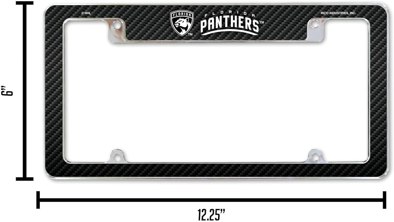 Florida Panthers Metal License Plate Frame Chrome Tag Cover Carbon Fiber Design 6x12 Inch 6