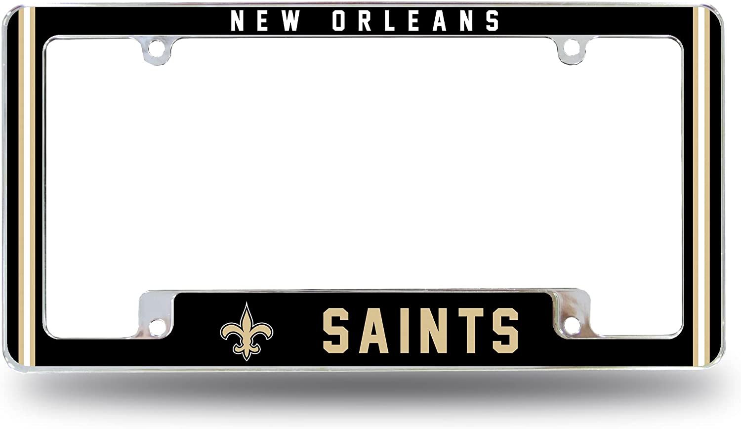 New Orleans Saints Metal License Plate Frame Chrome Tag Cover Alternate Design 6x12 Inch 1