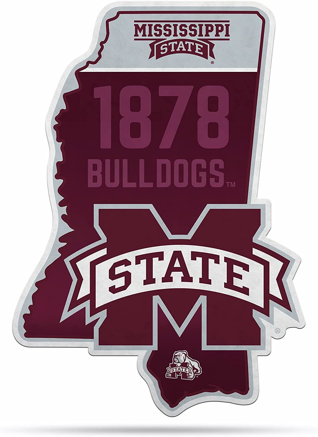 Mississippi State University Bulldogs Soft Felt Pennant, State Shape Design, 18 Inch 1