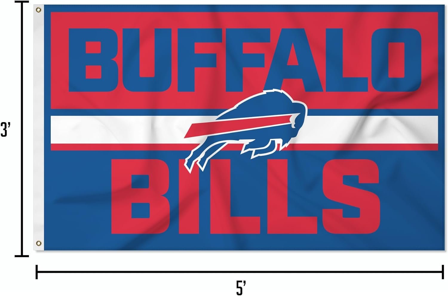 Buffalo Bills Premium 3x5 Foot Flag Banner, Bold Design, Metal Grommets, Outdoor Indoor Use, Single Sided 6