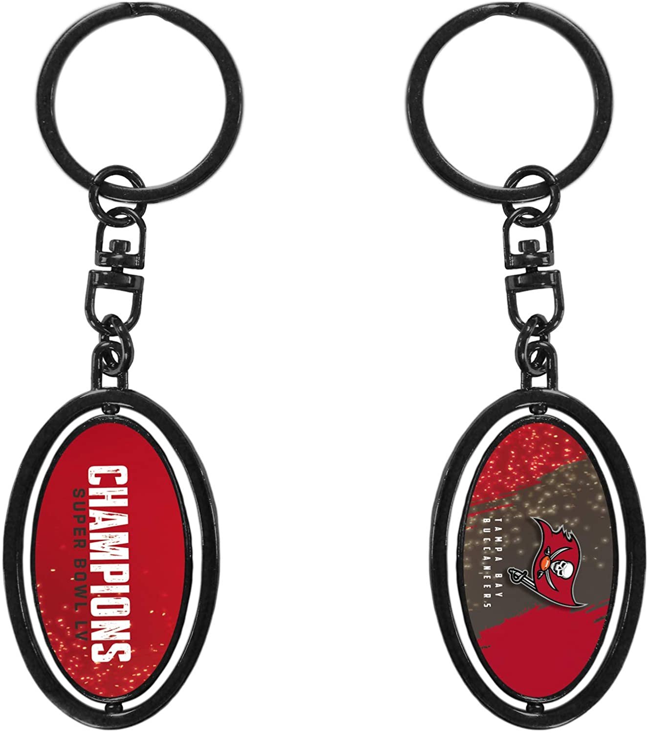 Buccaneers LV Champions Keychain Metal Oval 2-sided Spinner Key Chain Football 1
