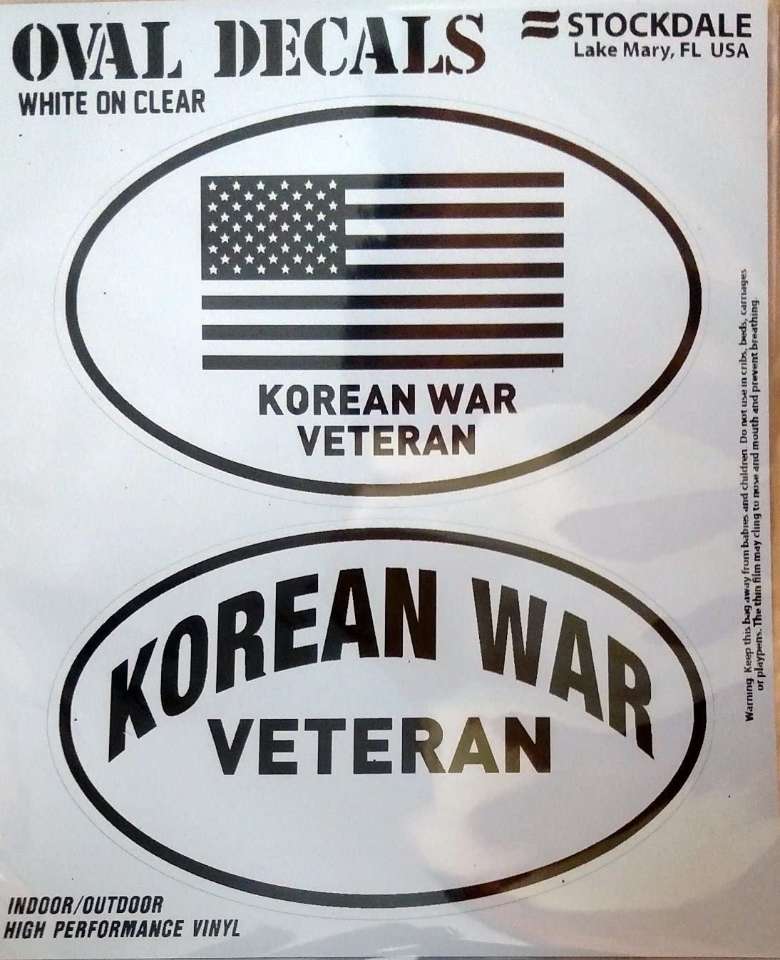 Korean War Veteran Korea 2-Piece White and Clear Euro Decal Sticker Set, 4x2.5 Inch Each, United States Military 1