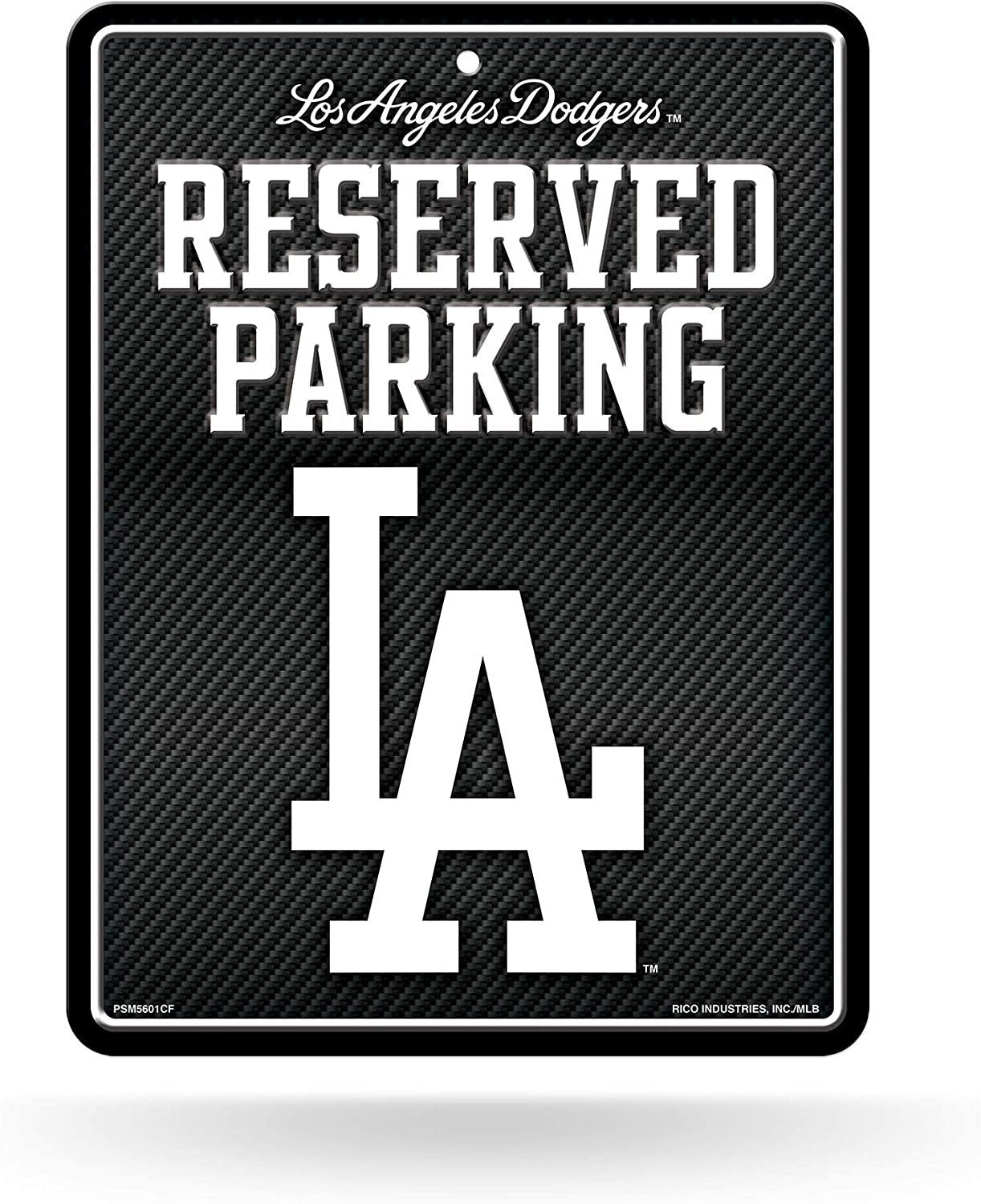 Los Angeles Dodgers Metal Parking Sign, Carbon Fiber Design, 8.5 x 11 Inch, Novelty for Wall, Indoor or Outdoor Use 1