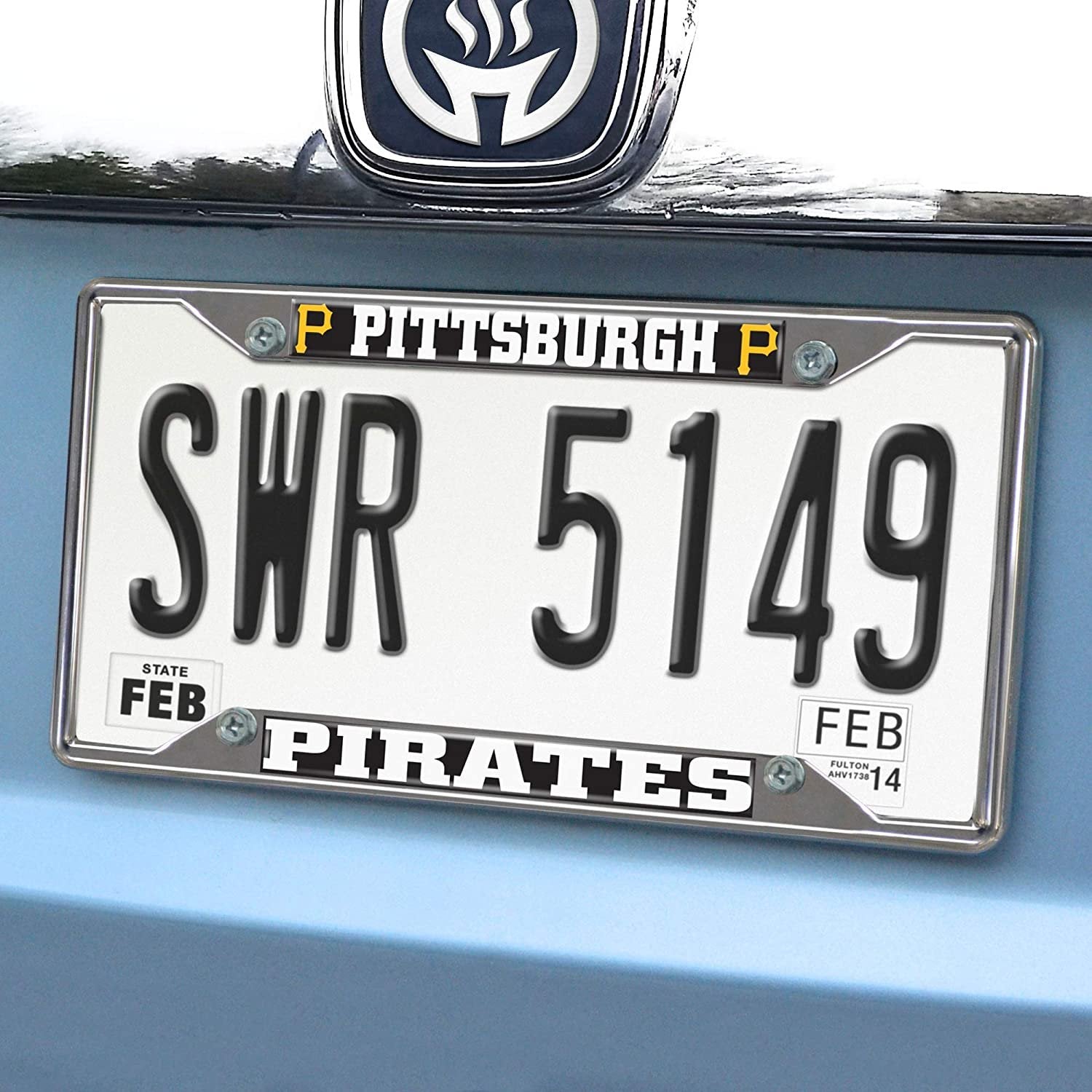 Pittsburgh Pirates Metal License Plate Frame Tag Cover Chrome 6x12 Inch