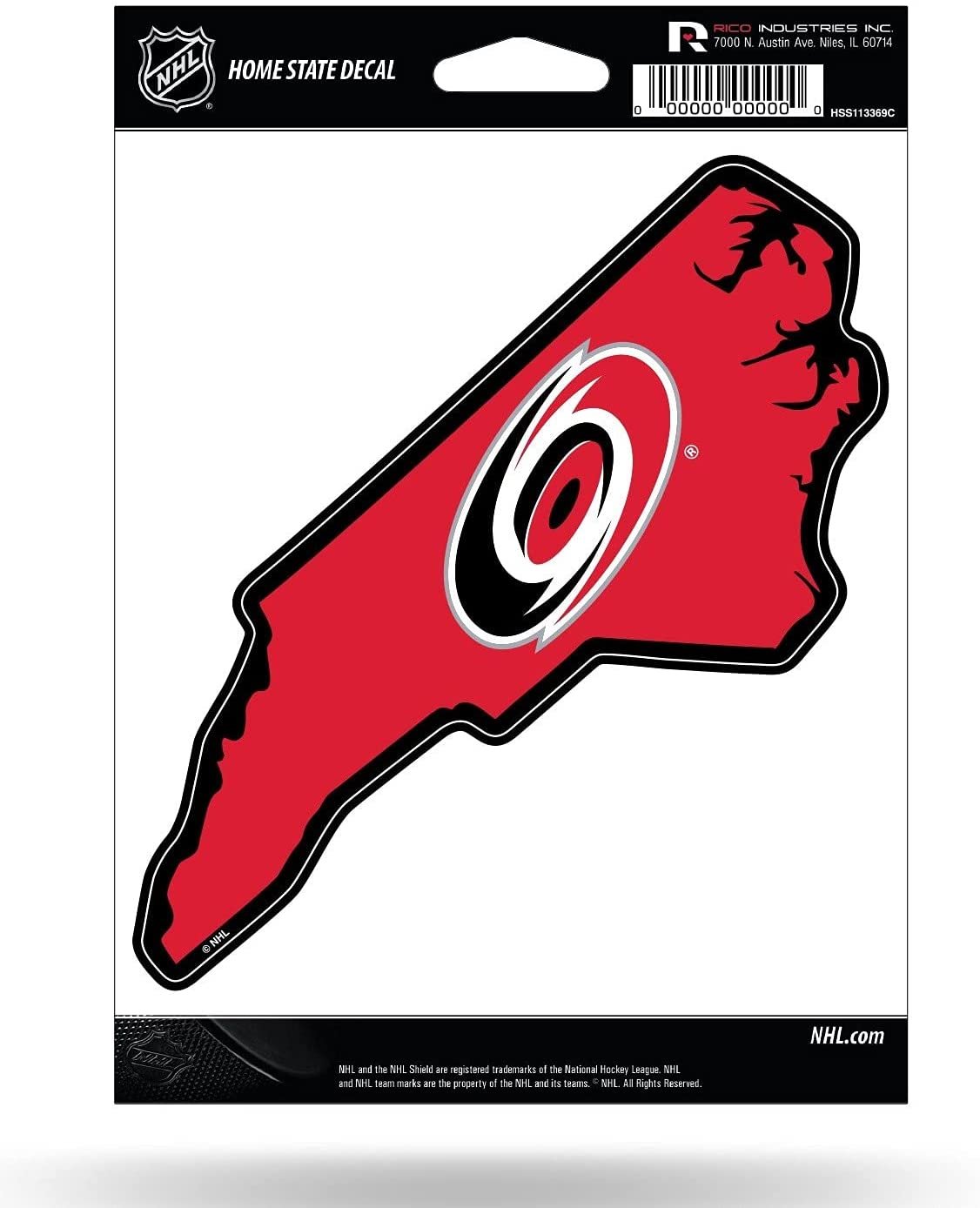 Carolina Hurricanes 5 Inch Sticker Decal, Home State Design, Flat Vinyl, Full Adhesive Backing