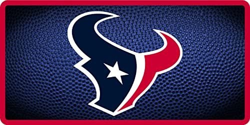 Houston Texans Premium Laser Cut Tag License Plate, Team Ball Design, Mirrored Acrylic Inlaid, 6x12 Inch 1