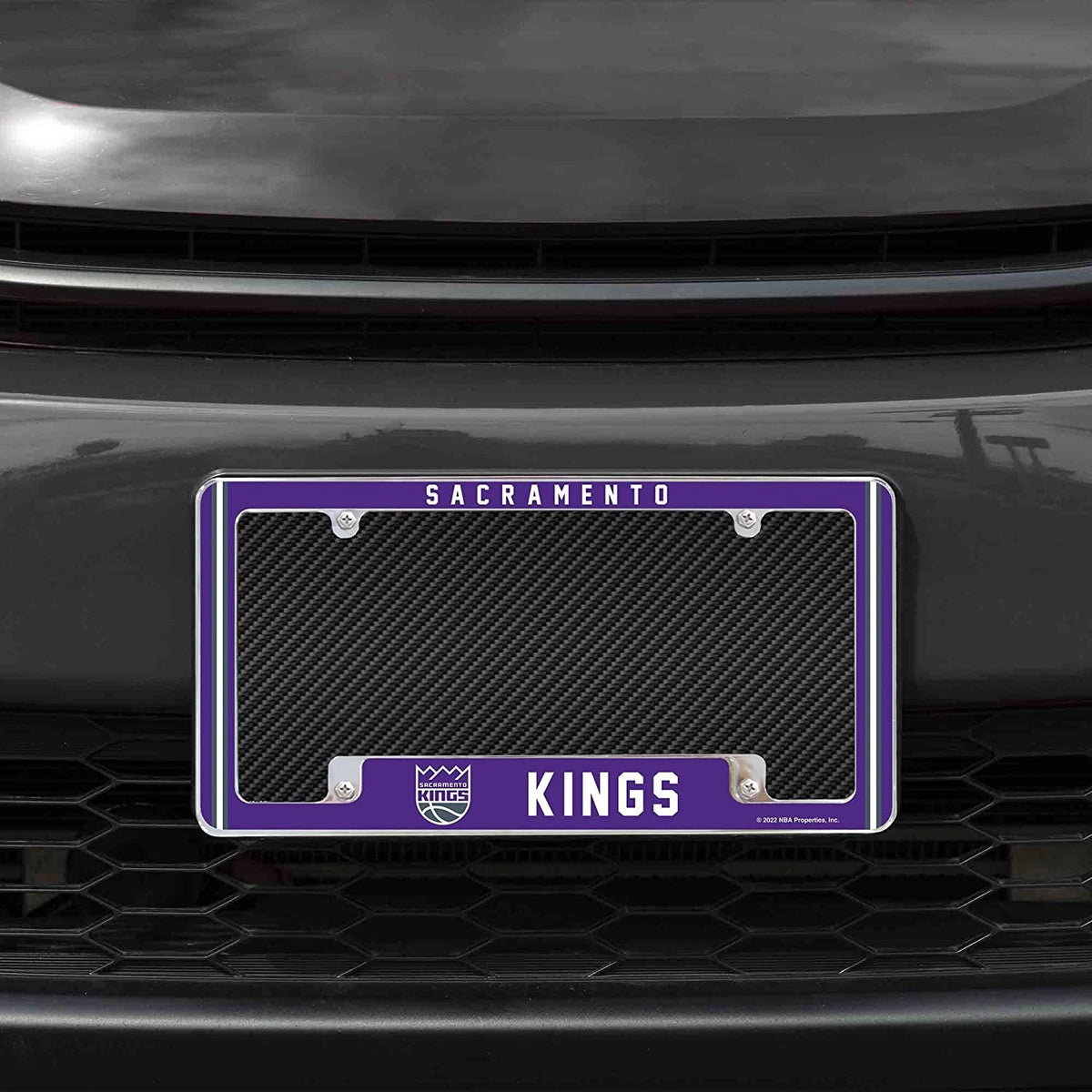 Sacramento Kings Metal License Plate Frame Chrome Tag Cover Alternate Design 6x12 Inch