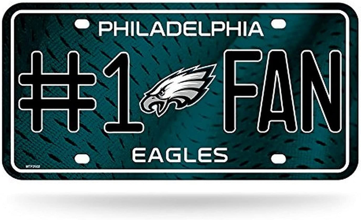 Philadelphia Eagles Metal Auto Tag License Plate, #1 Fan Design, 12x6 Inch 1