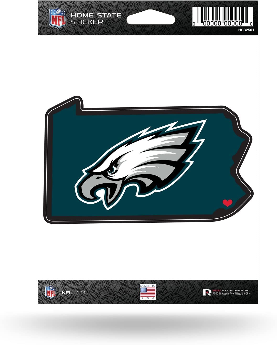 Philadelphia Eagles 5 Inch Sticker Decal, Home State Design, Flat Vinyl, Full Adhesive Backing
