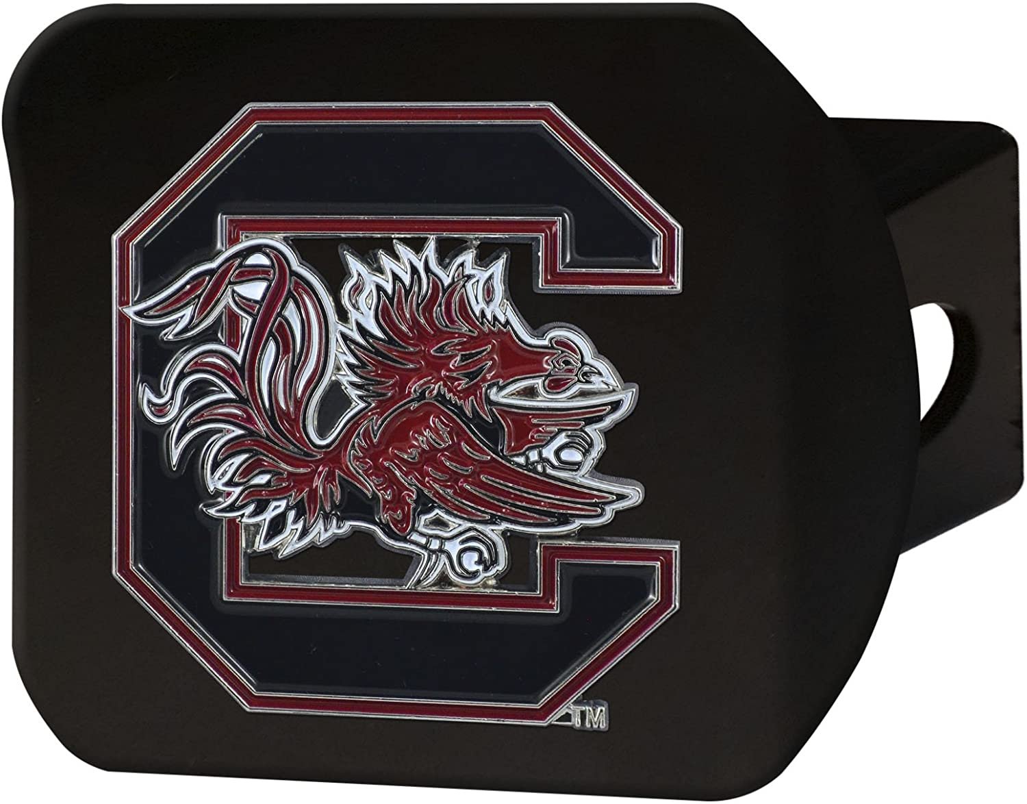 South Carolina Gamecocks Solid Metal Black Hitch Cover with Color Metal Emblem 2 Inch Square Type III University of