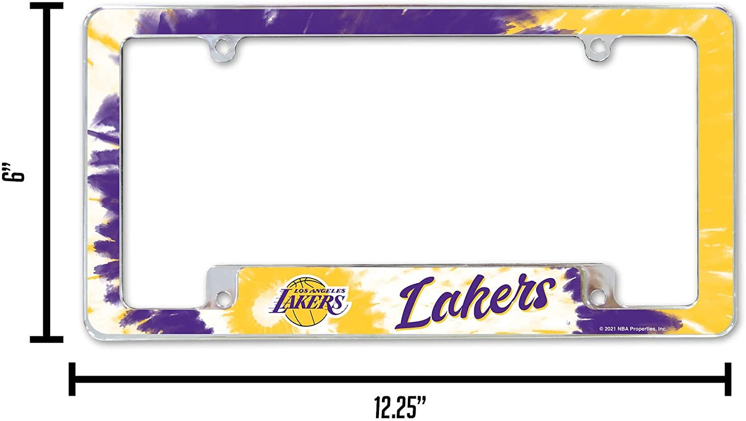 Los Angeles Lakers Metal License Plate Frame Chrome Tag Cover Tie Dye Design 6x12 Inch 5