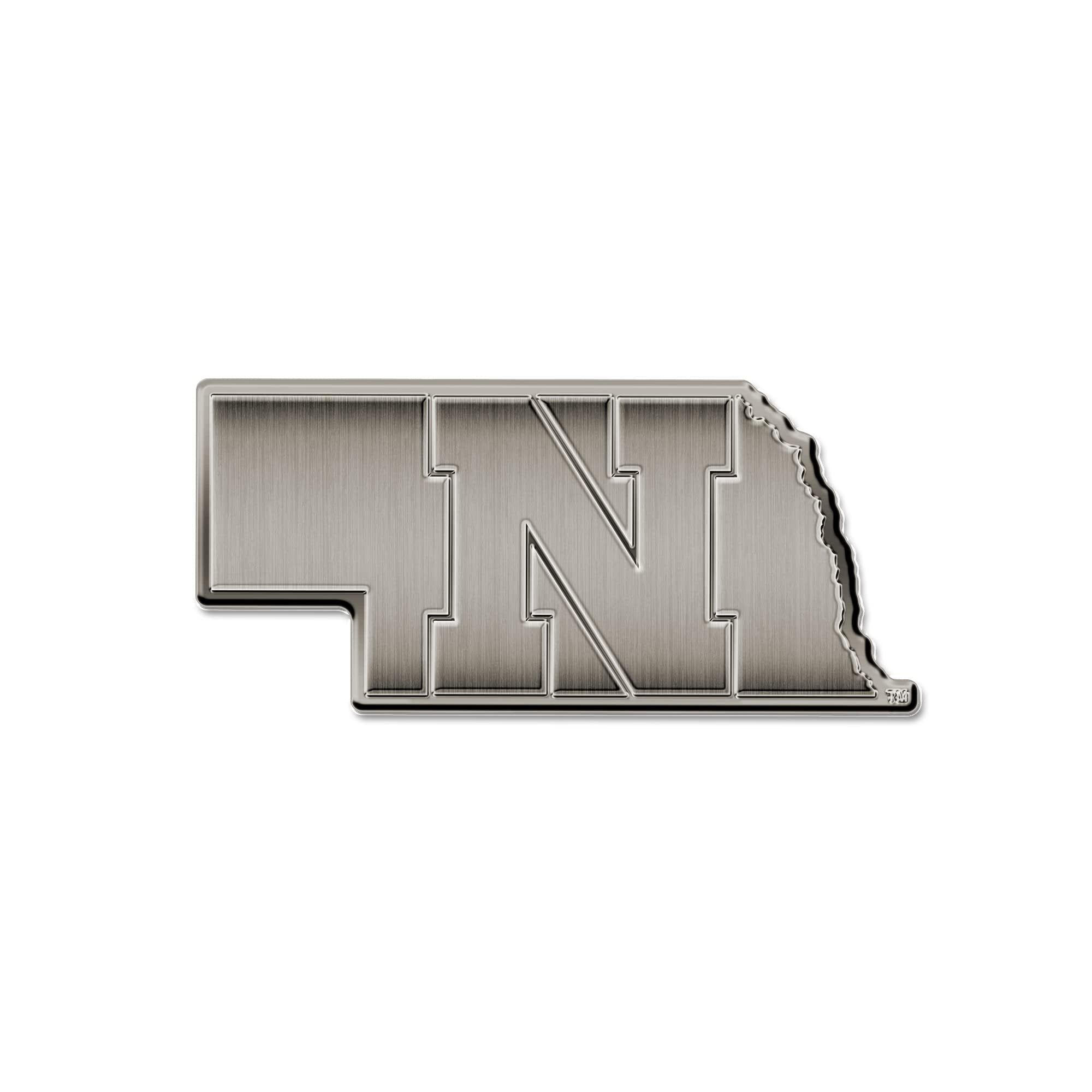 Rico Industries NCAA Nebraska Cornhuskers Antique Auto Emblem Antique Nickel Auto Emblem for Car/Truck/SUV
