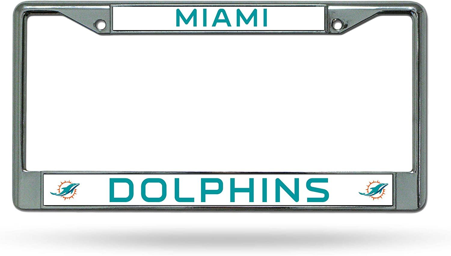 Miami Dolphins Metal License Plate Frame Chrome Tag Cover 6x12 Inch 1
