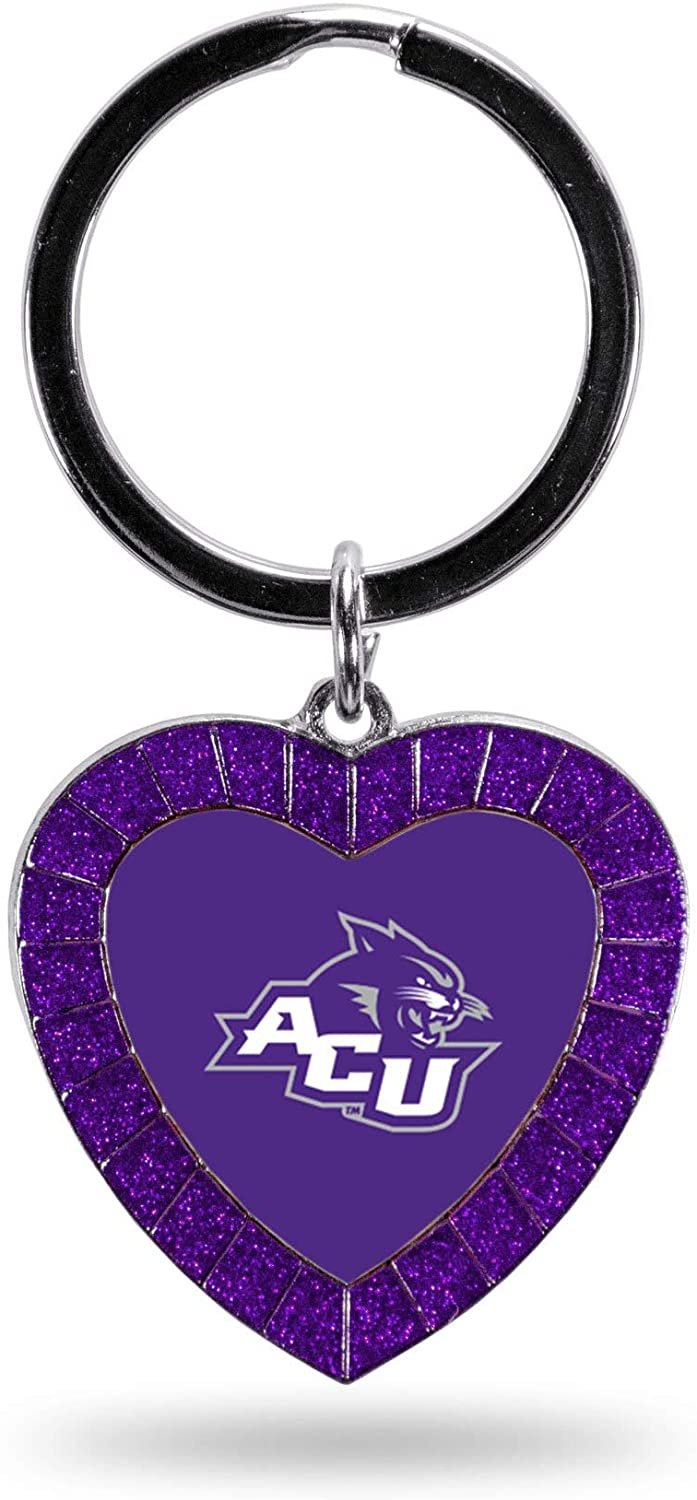 Abilene Christian Wildcats Keychain Rhinestone Heart Decal Emblem Team Color University of