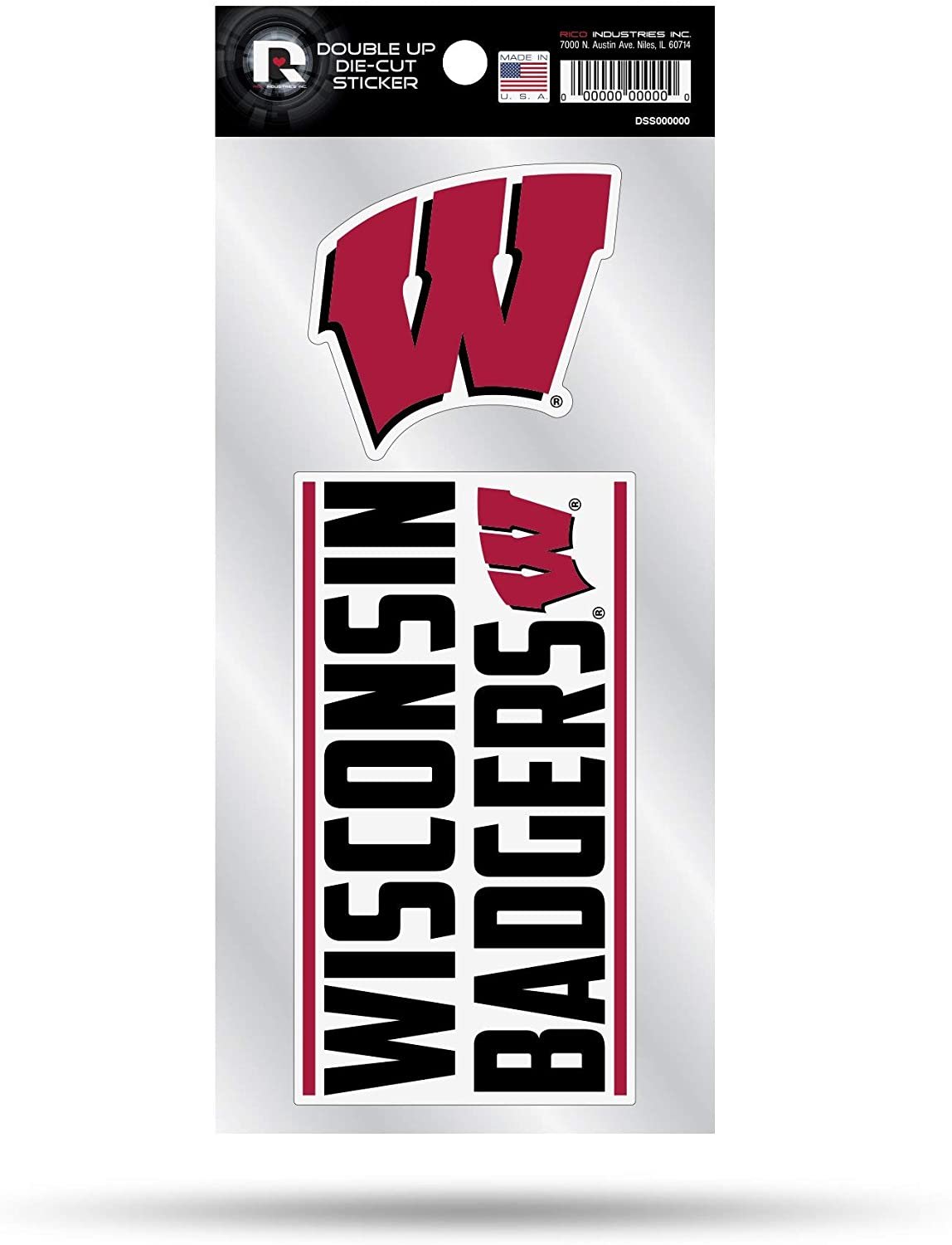 University of Wisconsin Badgers 2-Piece Double Up Die Cut Sticker Decal Sheet, 4x8 Inch 1