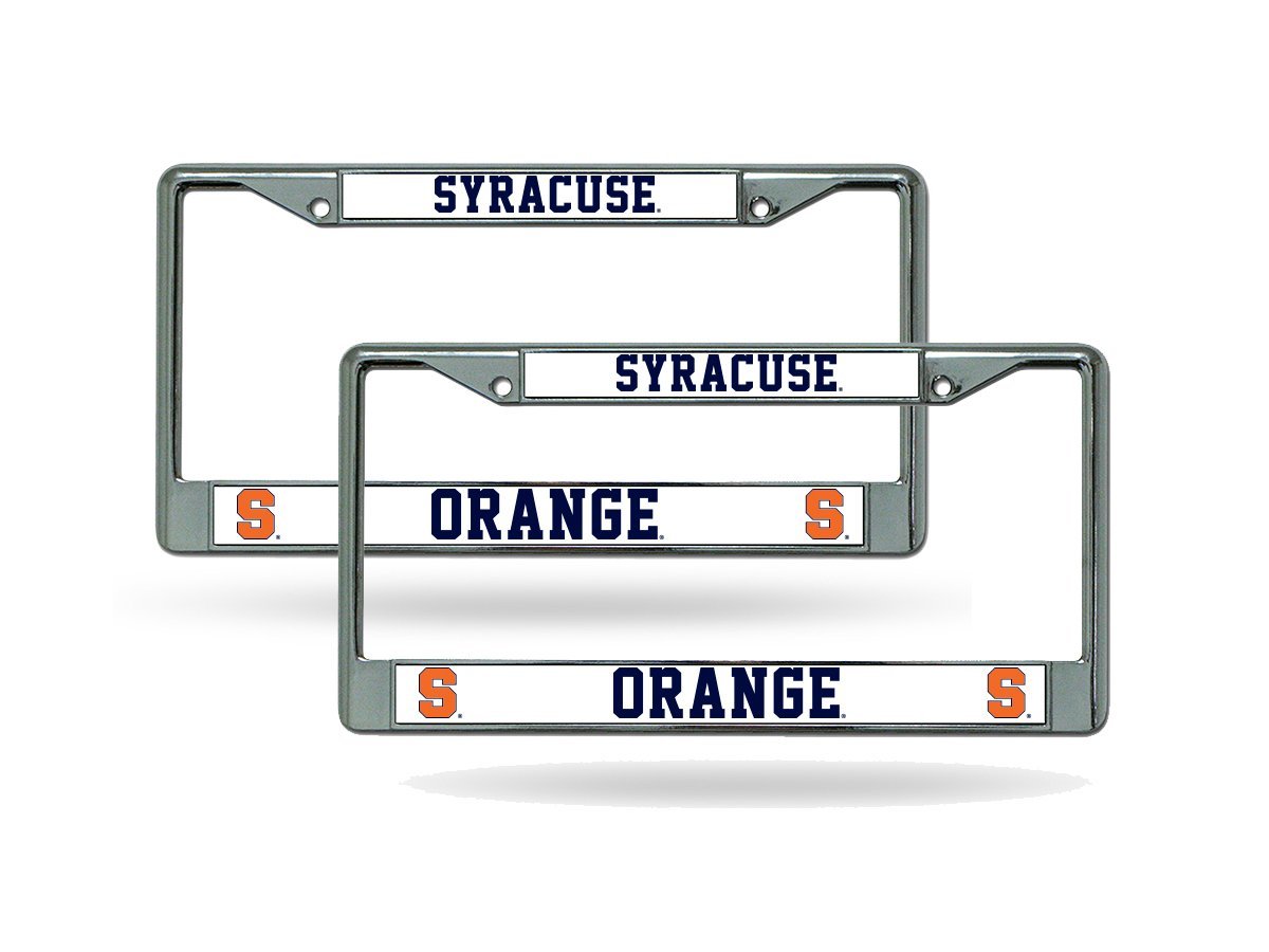 Syracuse University Orange Pair of Metal License Plate Frame Chrome Tag Cover, 12x6 Inch 1