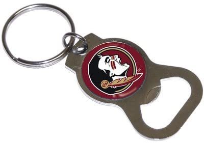 Florida State University Seminoles Premium Solid Metal Bottle Opener Keychain, Silver Key Ring, Team Logo