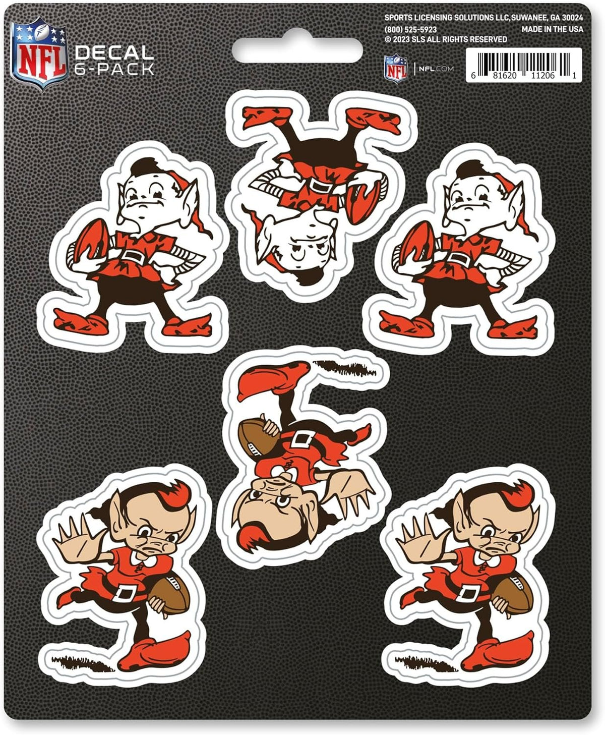 Cleveland Browns 6-Piece Decal Sticker Set, Vintage Retro Logo, 5x6 Inch Sheet, Gift for football fans for any hard surfaces around home, automotive, personal items 1