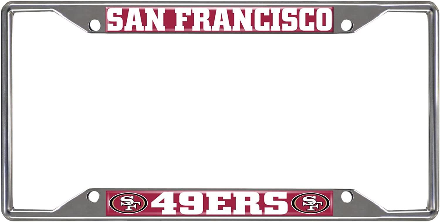 San Francisco 49ers Metal License Plate Frame Chrome Tag Cover 6x12 Inch 1