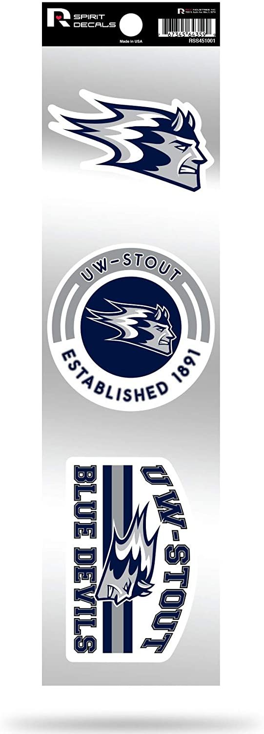 Wisconsin Stout Blue Devils Triple Retro Throwback Spirit Decals Flat Vinyl Auto Home Sticker Sheet University of 1