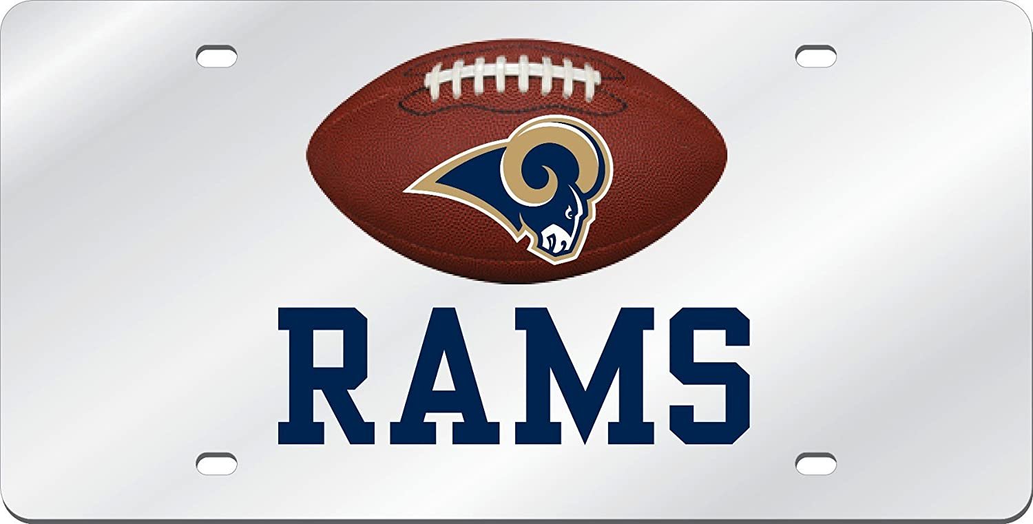 Los Angeles Rams Premium Laser Cut Tag License Plate, Football, Mirrored Acrylic Inlaid, 6x12 Inch 1
