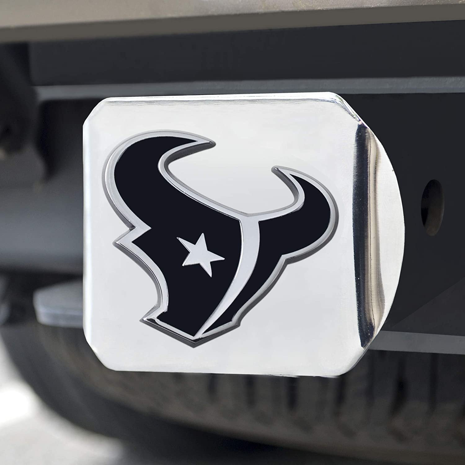 Houston Texans Hitch Cover Solid Metal with Chrome Metal Emblem 2" Square Type III