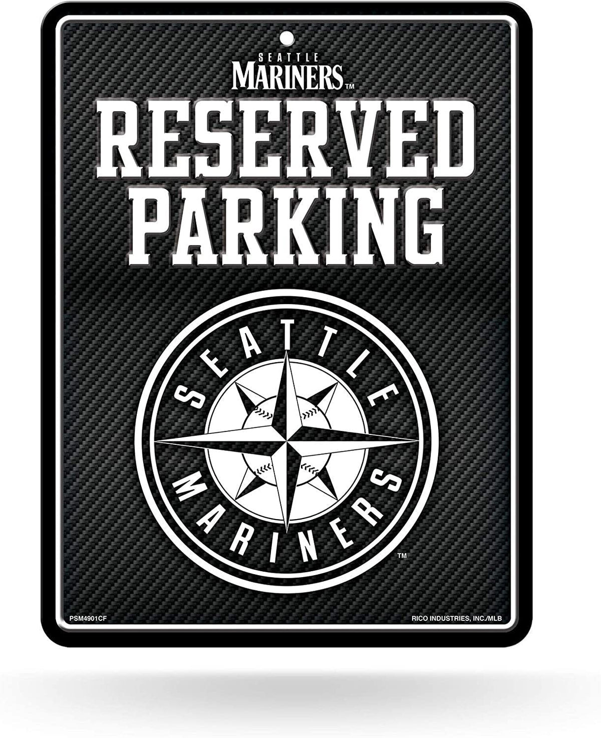 Seattle Mariners Metal Parking Novelty Wall Sign 8.5 x 11 Inch Carbon Fiber Design 1