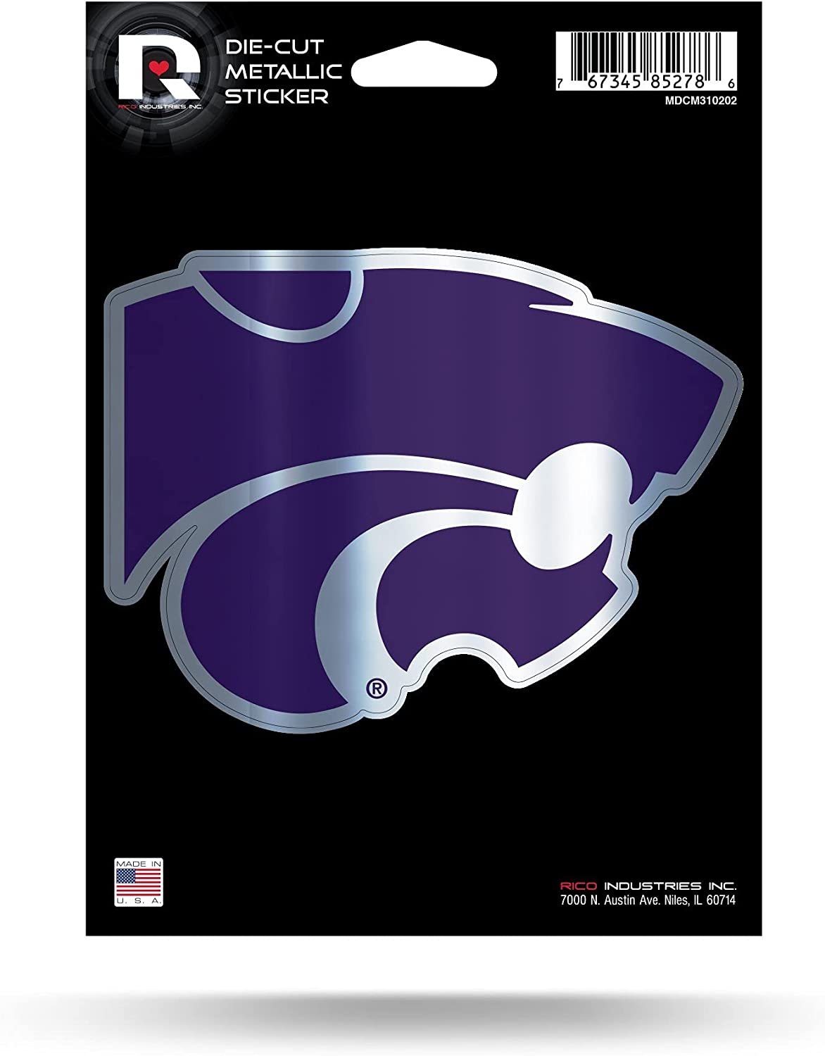 Kansas State University Wildcats 5 Inch Decal Sticker Die Cut Chrome Metallic Shimmer Design 1