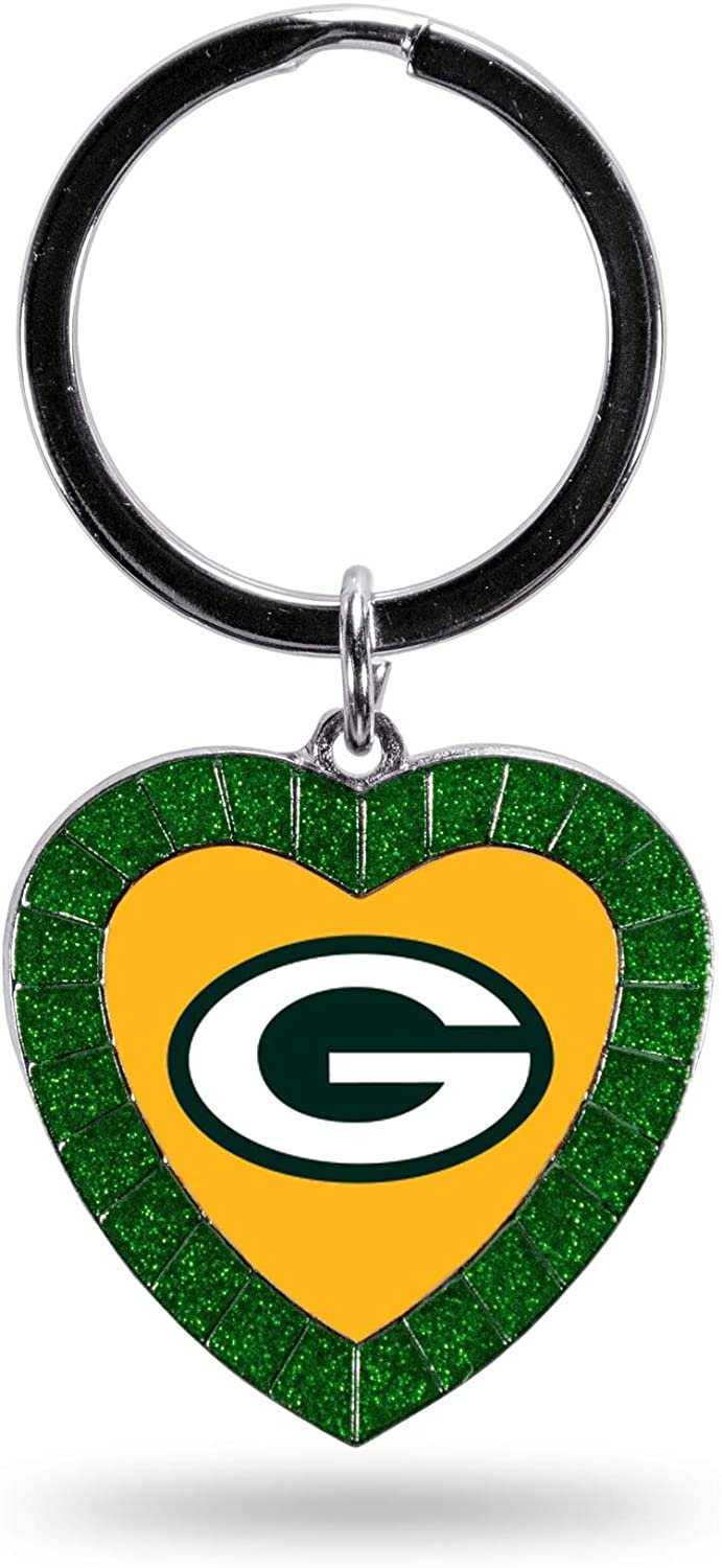 Green Bay Packers Keychain Color Rhinestone Heart 1