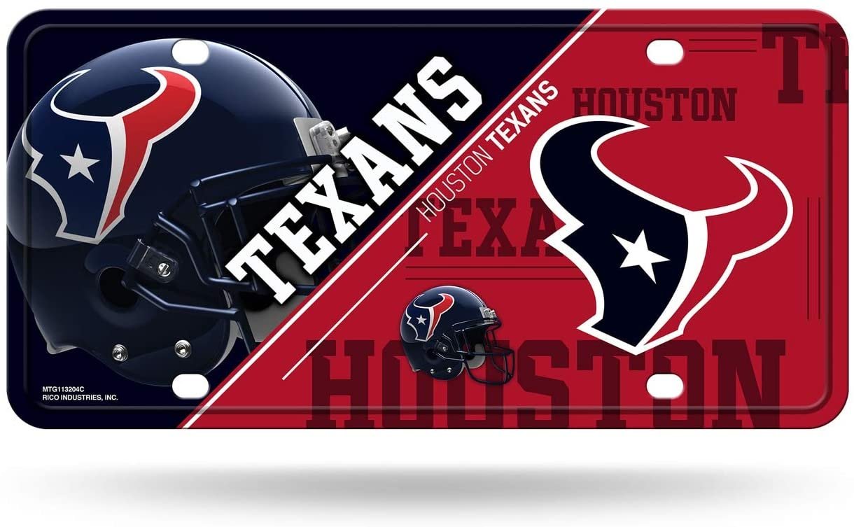 Houston Texans Metal Auto Tag License Plate, Split Design, 6x12 Inch 1