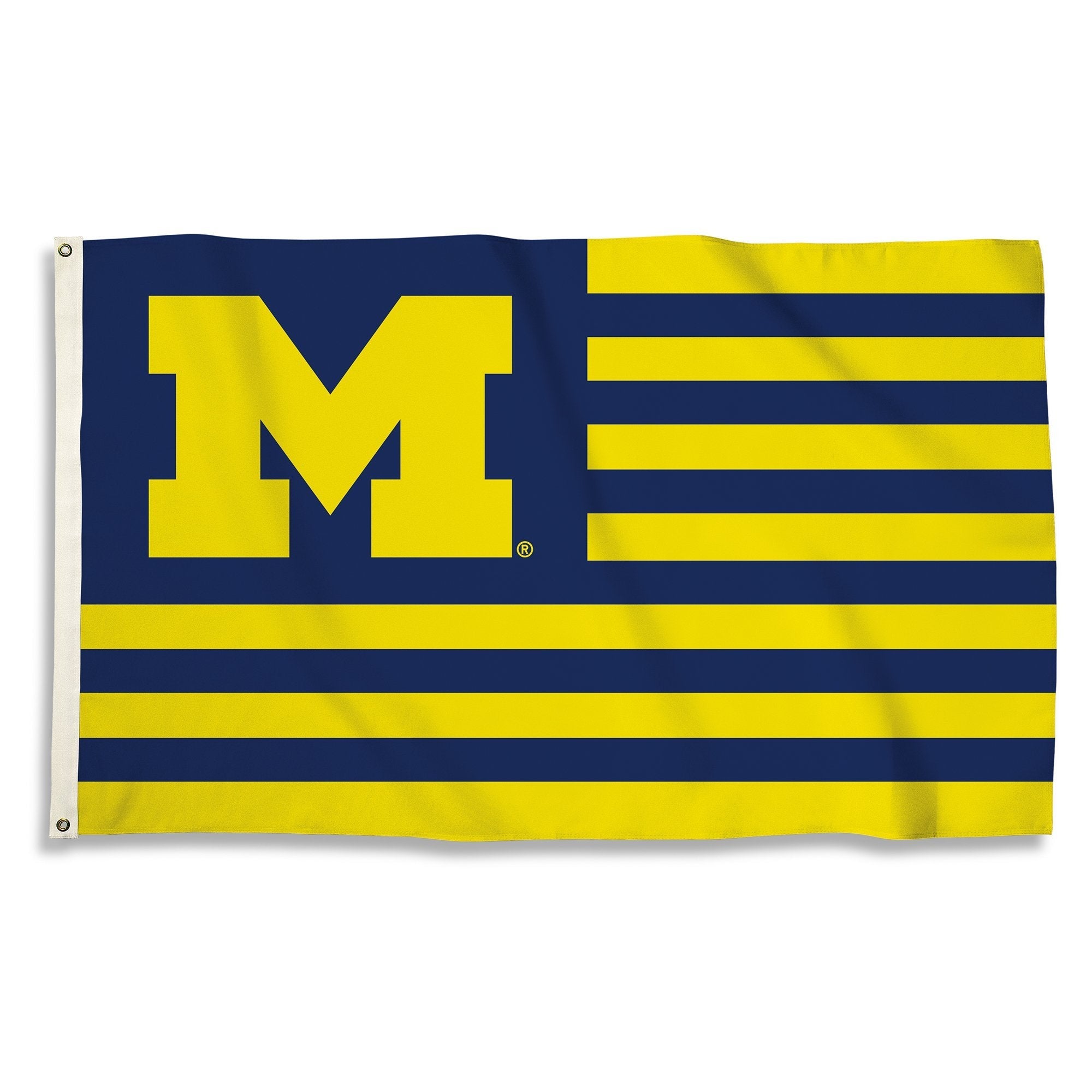 University of Michigan Wolverines Premium 3x5 Feet Flag Banner, Stripes Design, Metal Grommets, Outdoor Use, Single Sided