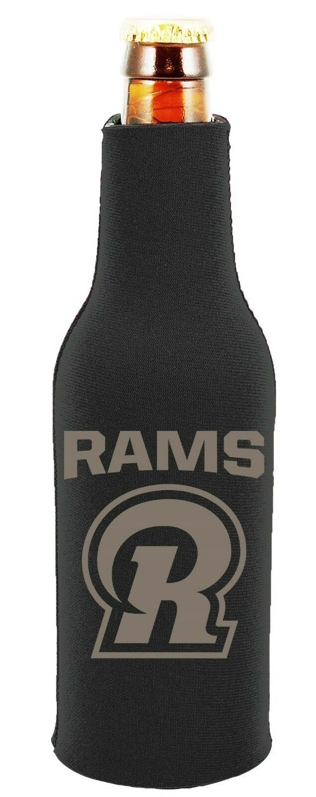 Los Angeles Rams 2-PACK Zipper BOTTLE Tonal Black Koozie Neoprene Holder Cooler 1