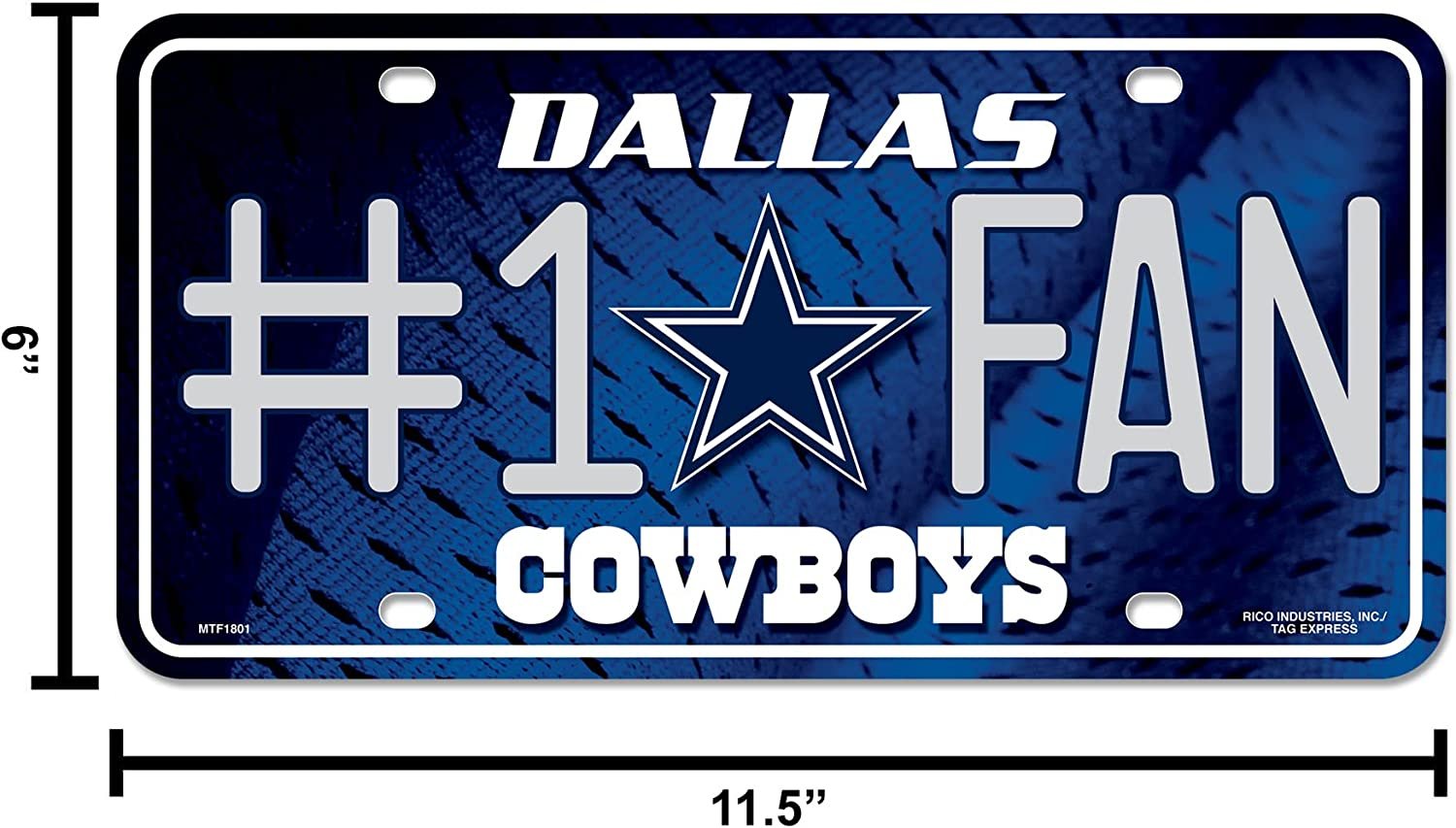 Dallas Cowboys #1 Fan Metal License Plate Tag Aluminum Novelty 12x6 Inch 5
