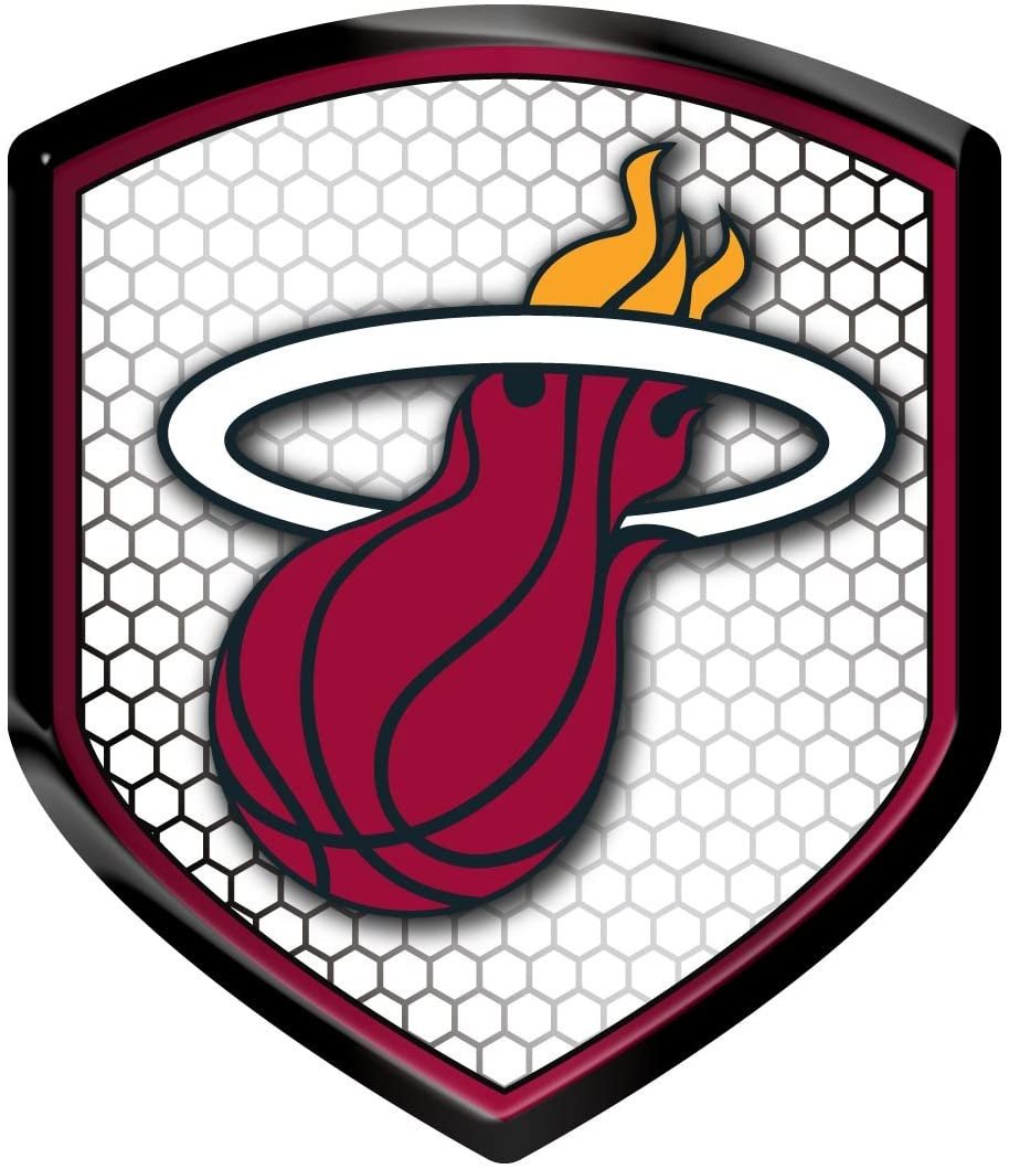 Miami Heat High Intensity Reflector, Shield Shape, Raised Decal Sticker, 2.5x3.5 Inch, Home or Auto, Full Adhesive Backing 2