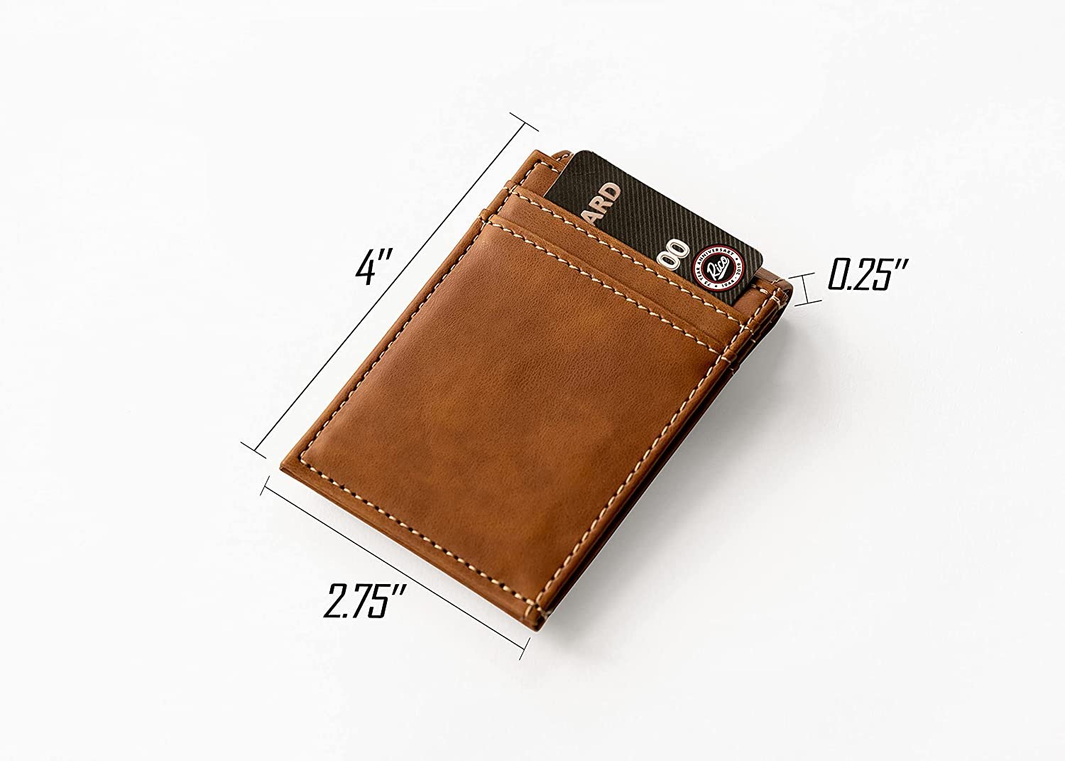 Rico Industries NFL Dallas Cowboys Premium Laser Engraved Vegan Brown Leather Front Pocket Wallet - Compact and Slim yet Sturdy Design - Perfect to Show Your Team Pride or Gift 4
