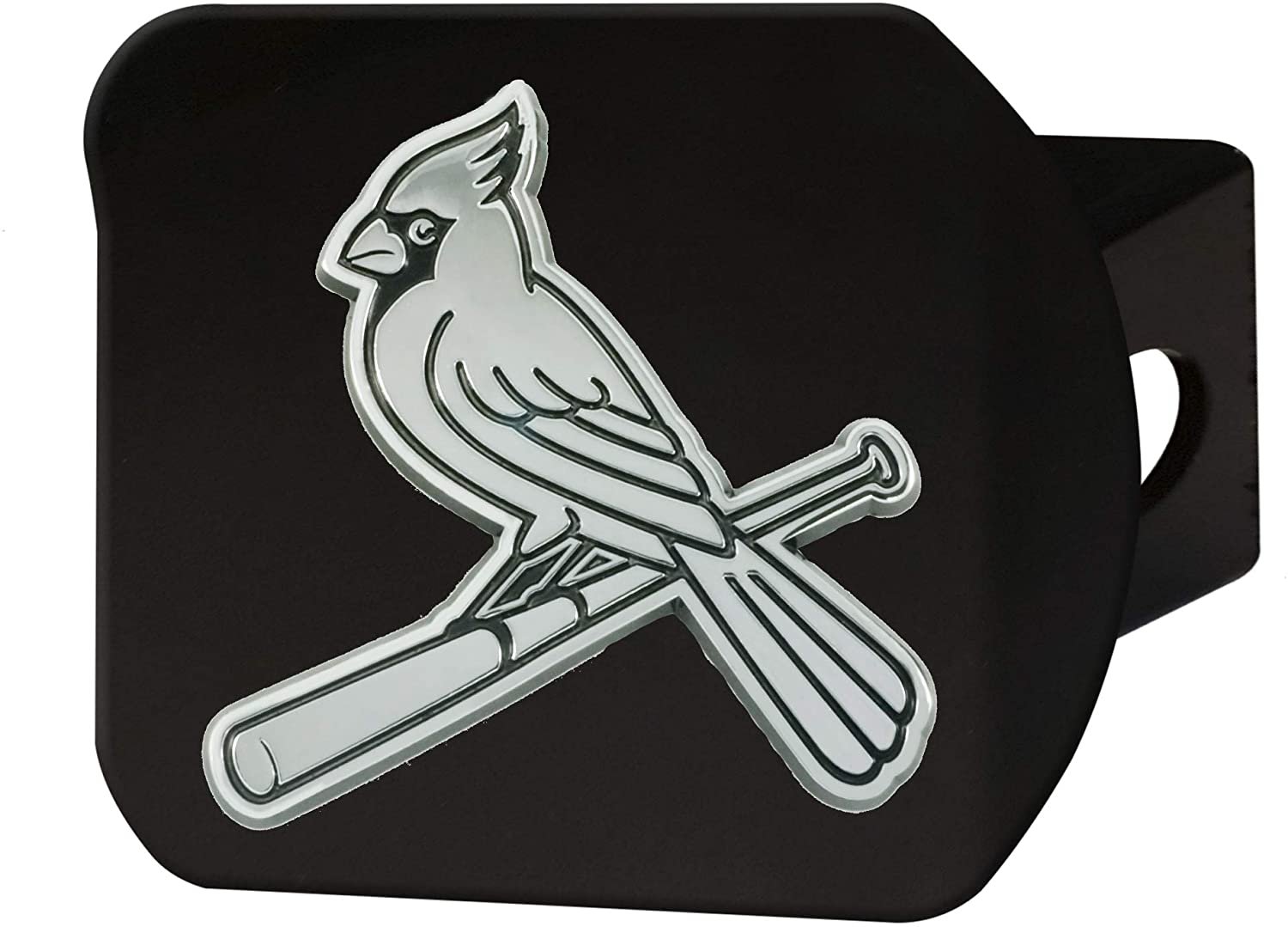 St Louis Cardinals Hitch Cover Solid Metal Black Chrome Bird Logo Square Type III 1