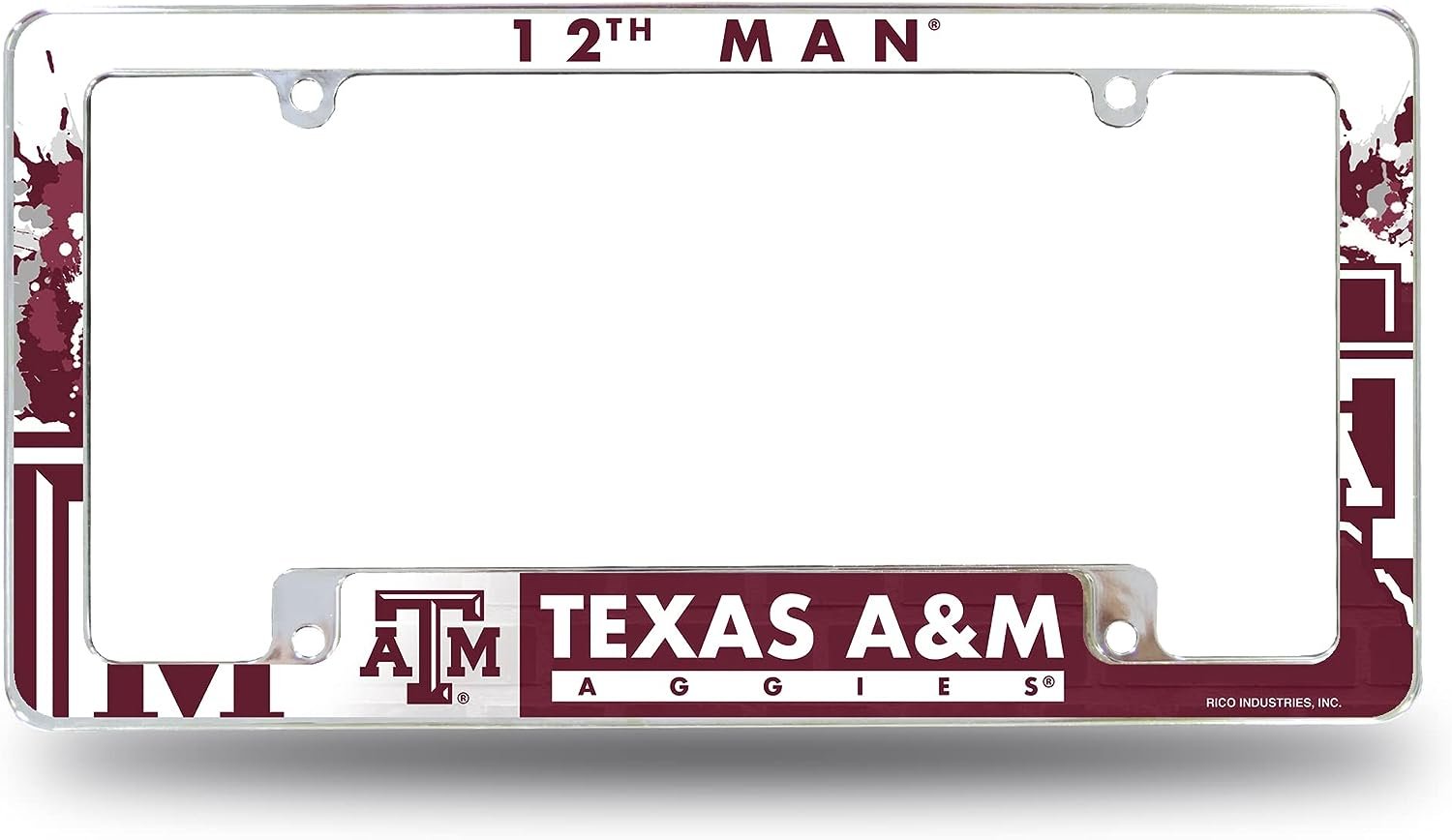 Texas A&M University Aggies Metal License Plate Frame Chrome Tag Cover 12x6 Inch Carbon Fiber Design